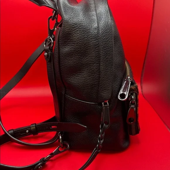 Rebecca Minkoff Emma Leopard print Backpack in black leather and Calf Hair NWOT - Picture 7 of 11